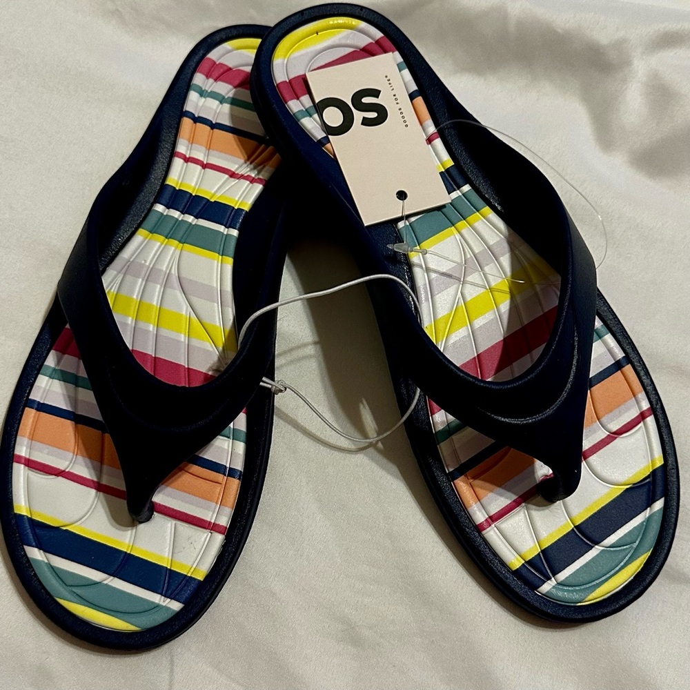 Colorful Striped Flip Flops